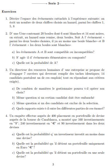 exercices corrigés de Cours Probabilités et échantillonnage S2 PDF Economie et gestion